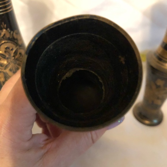 Black and brass vintage vases 3 - Picture 10 of 12